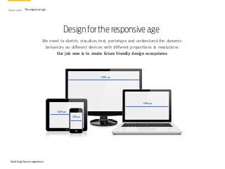 Sketching the user experience
The responsive age
1920 px
1440 px
1024 px
320 px
Design for the responsive age
We need to s...