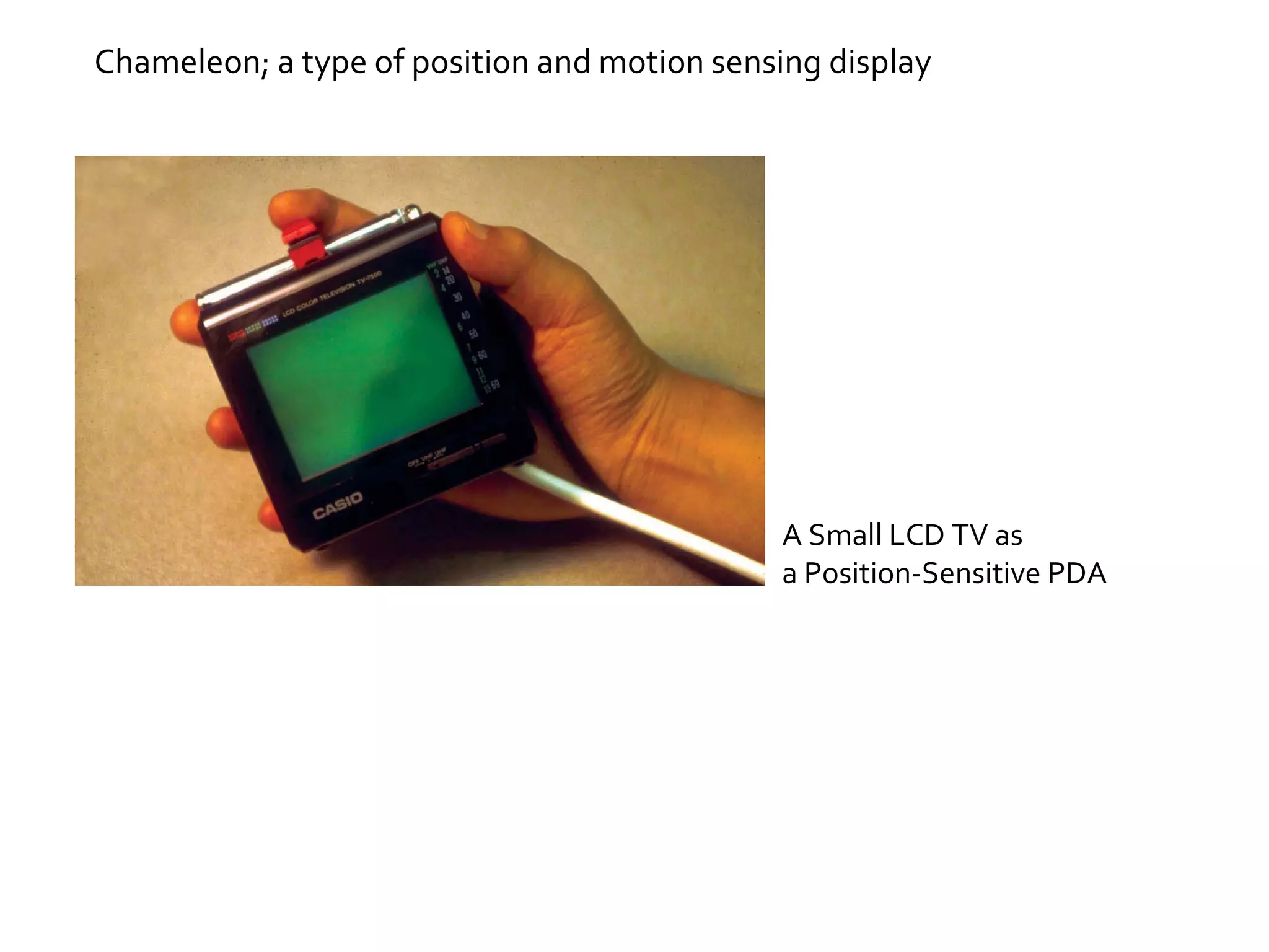 A Small LCD TV as  a Position-Sensitive PDA Chameleon; a type of position and motion sensing display 