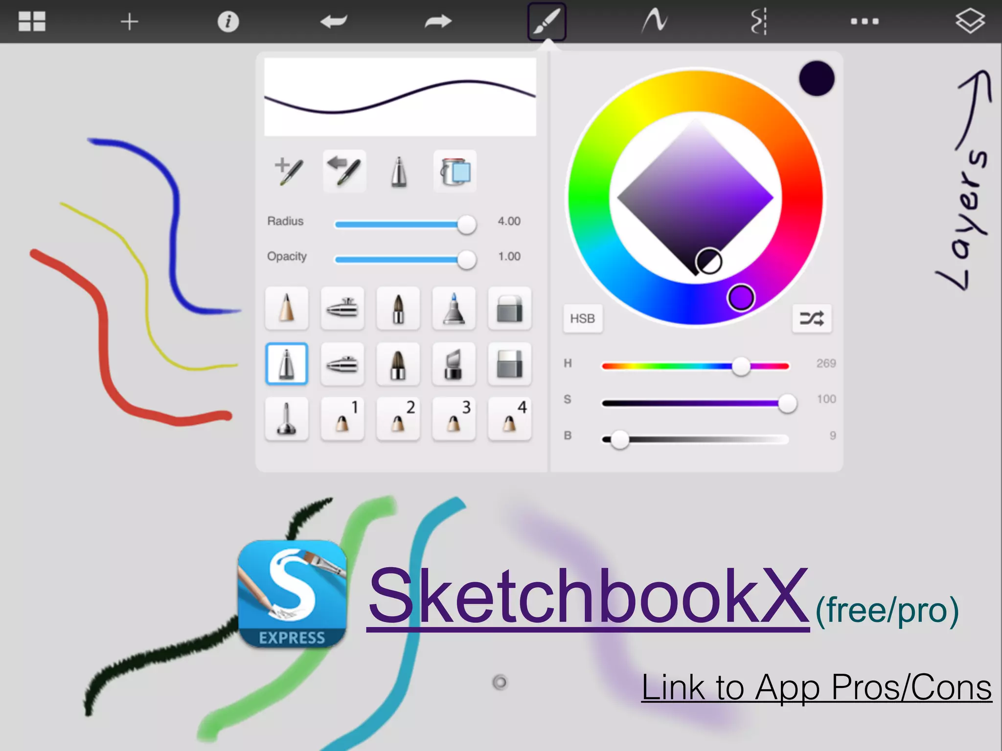 SketchbookX(free/pro)
Link to App Pros/Cons
 