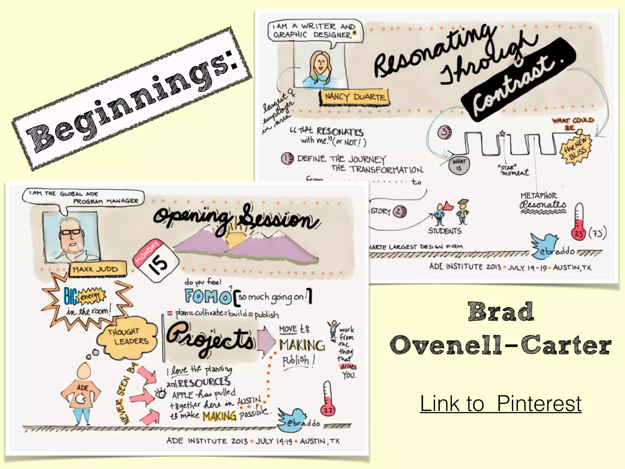 Beginnings:
Link to Pinterest
Brad
Ovenell-Carter
 