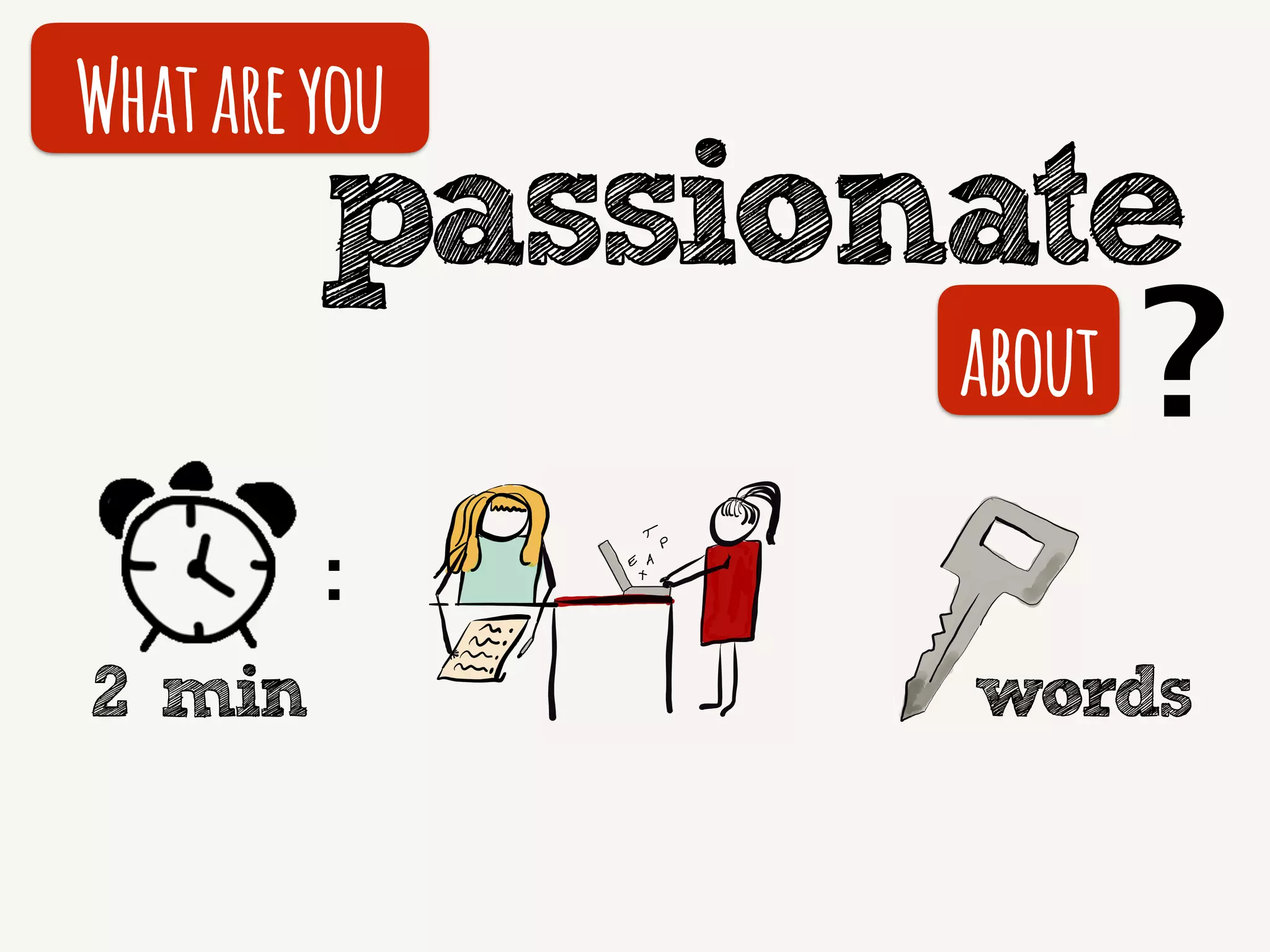 passionate
Whatareyou
about ?
2 min words
:
 