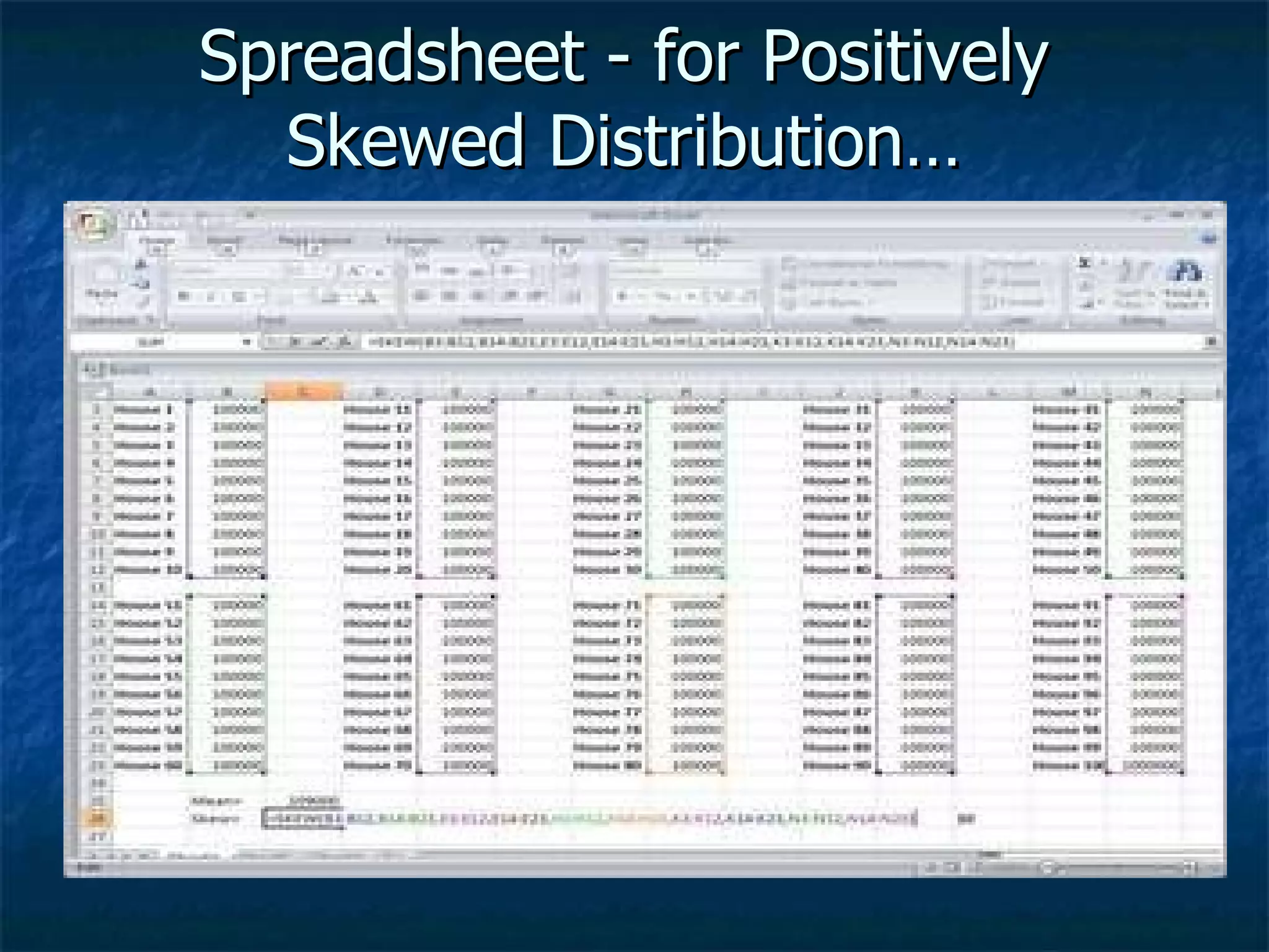 Spreadsheet - for Positively Skewed Distribution… 