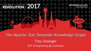 The Apache Solr Semantic Knowledge Graph
Trey Grainger
SVP of Engineering @ Lucidworks
 