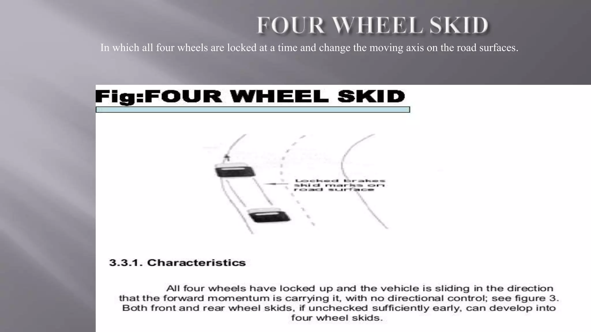 In which all four wheels are locked at a time and change the moving axis on the road surfaces.
 