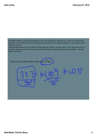 Skid marks notes | PDF
