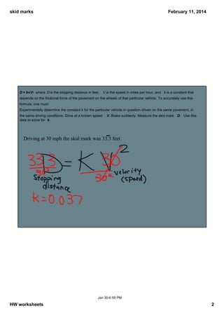Skid marks notes | PDF