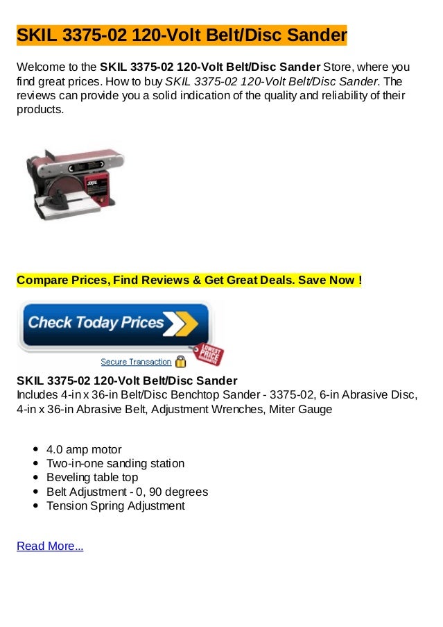 Skil 3375 02 120 Volt Belt Disc Sander