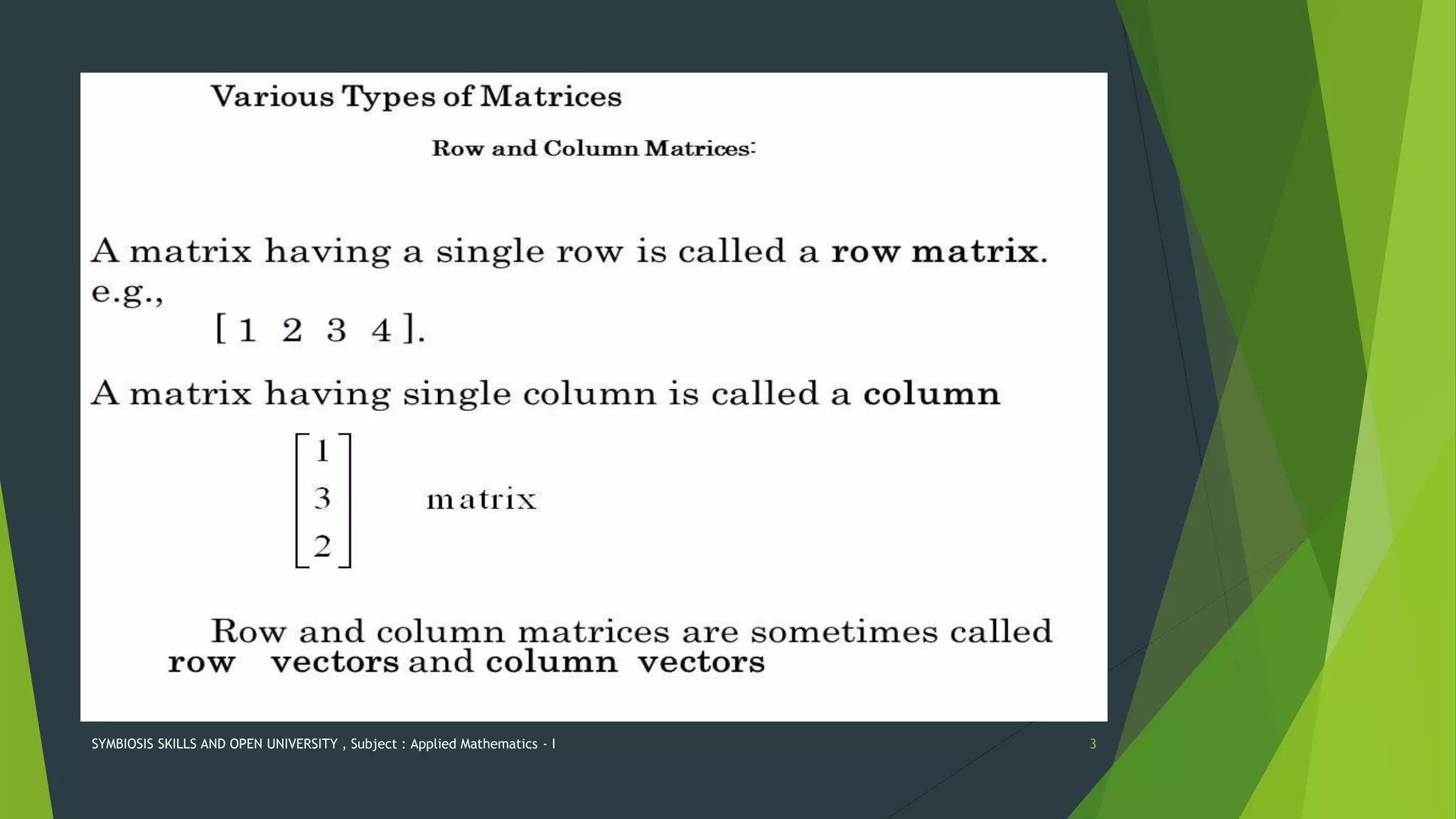BASICS OF MATRICES WITH APPLICATION IN ENGINEERING | PPTX | Physics ...
