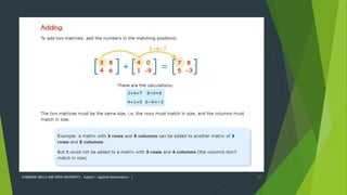 BASICS OF MATRICES WITH APPLICATION IN ENGINEERING | PPTX