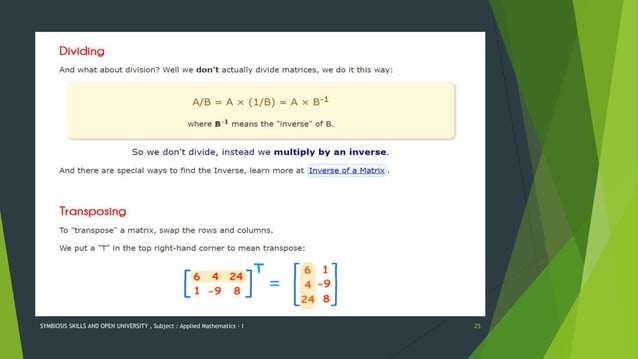 BASICS OF MATRICES WITH APPLICATION IN ENGINEERING | PPTX | Physics ...