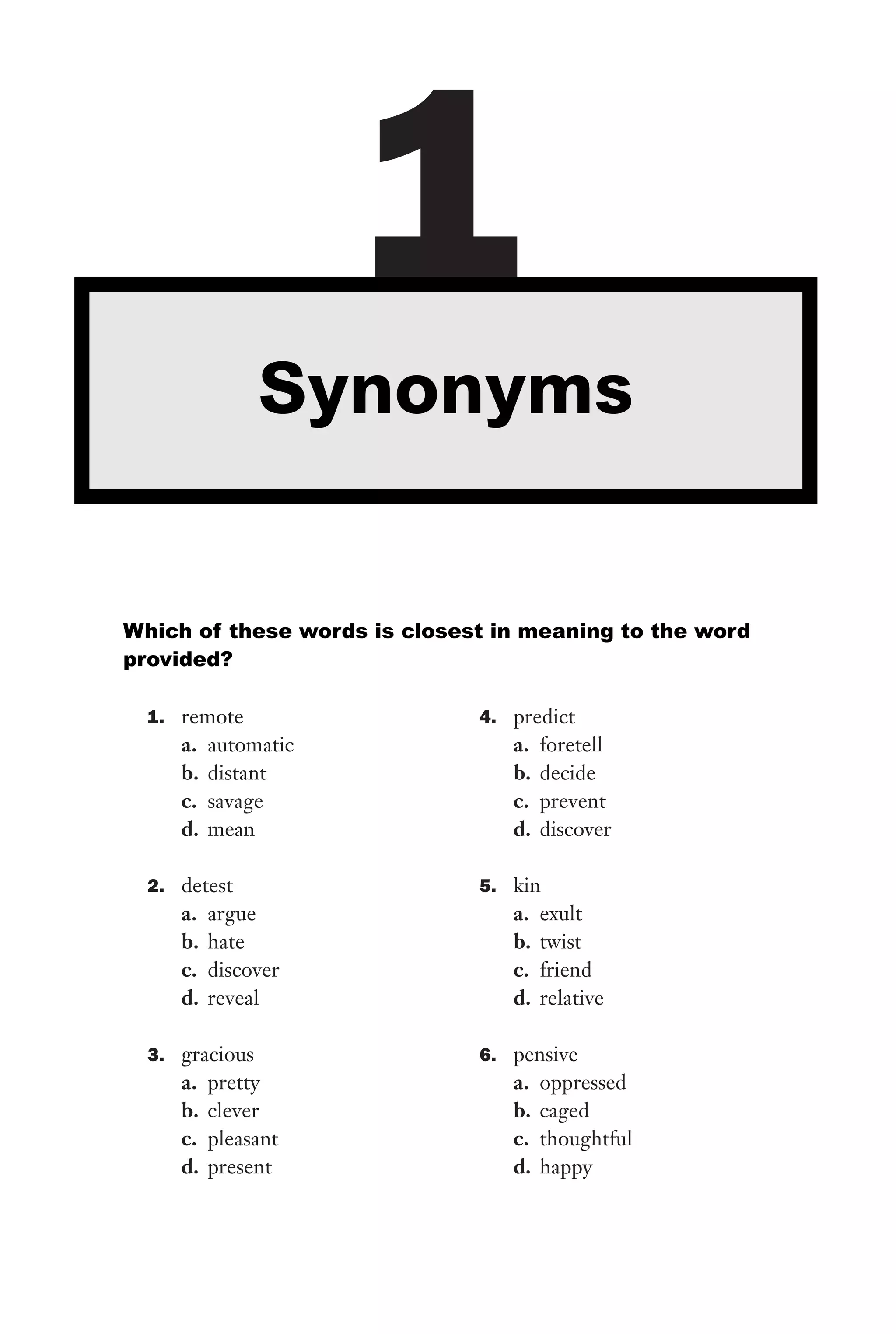 501 Synonyms and Antonyms Questions PDF