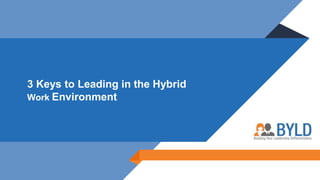 3 Keys to Leading in the Hybrid
Work Environment
 