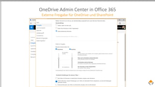 OneDrive Admin Center in Office 365
Externe Freigabe für OneDrive und SharePoint
 