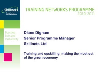 Diane Dignam Senior Programme Manager Skillnets Ltd Training and upskilling: making the most out of the green economy 