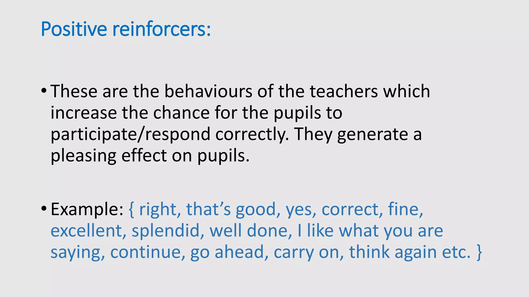 Skill of reinforcement in Microteaching | PPTX