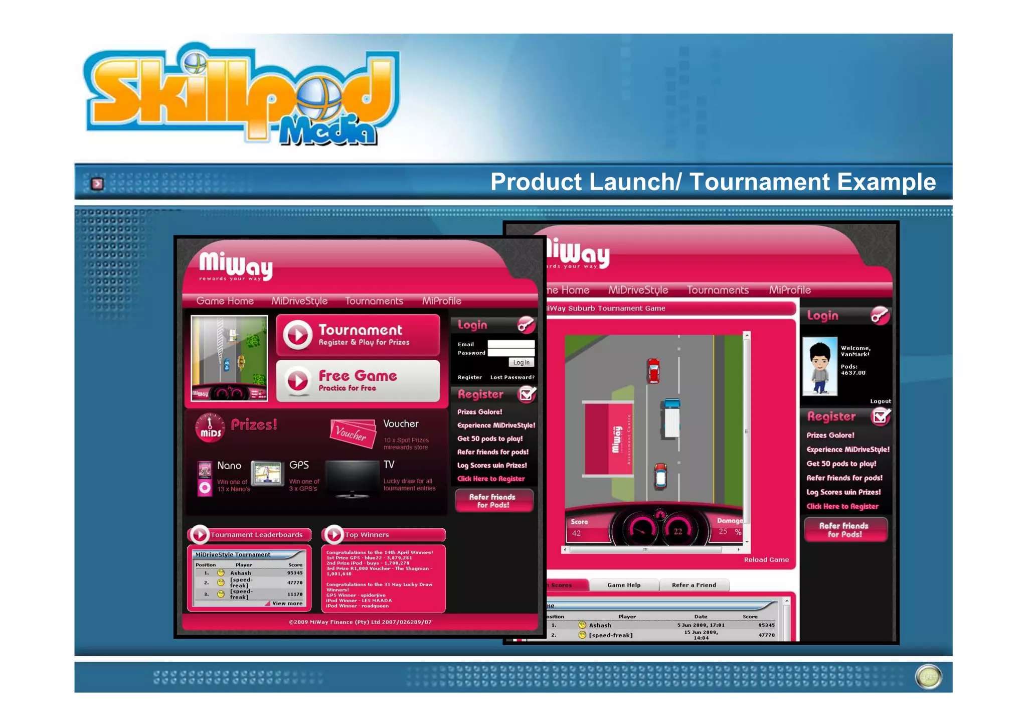 Product Launch/ Tournament Example
 
