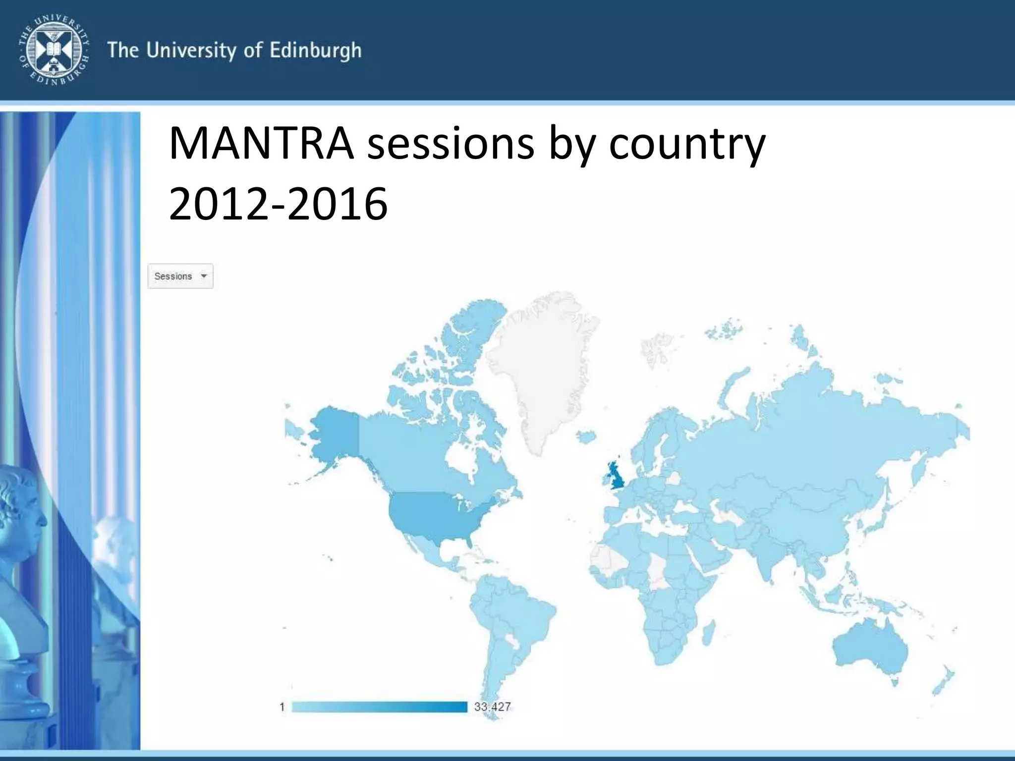 MANTRA sessions by country
2012-2016
 