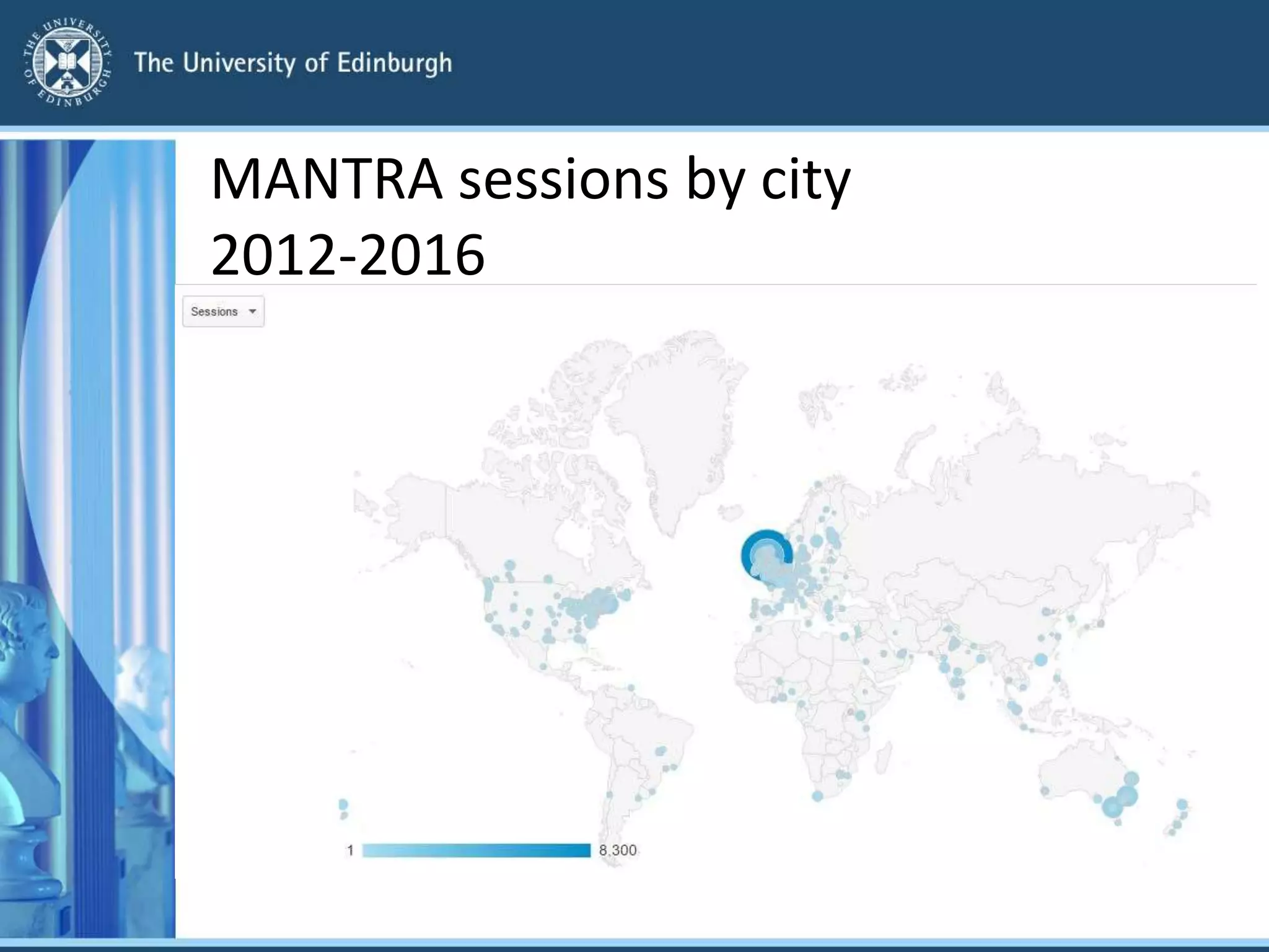 MANTRA sessions by city
2012-2016
 