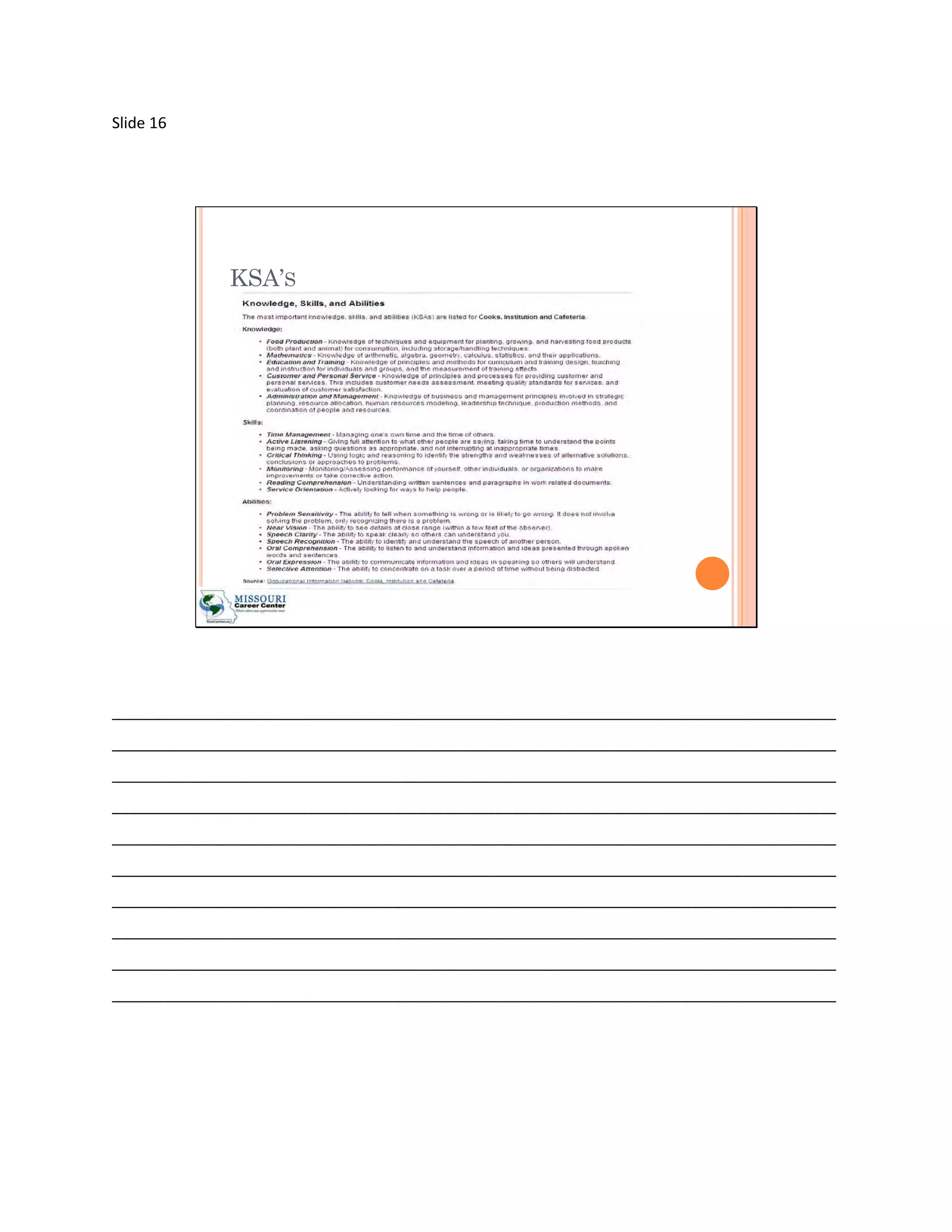 Slide 16




             KSA’S




_____________________________________________________________________________________
_____________________________________________________________________________________
_____________________________________________________________________________________
_____________________________________________________________________________________
_____________________________________________________________________________________
_____________________________________________________________________________________
_____________________________________________________________________________________
_____________________________________________________________________________________
_____________________________________________________________________________________
_____________________________________________________________________________________
 