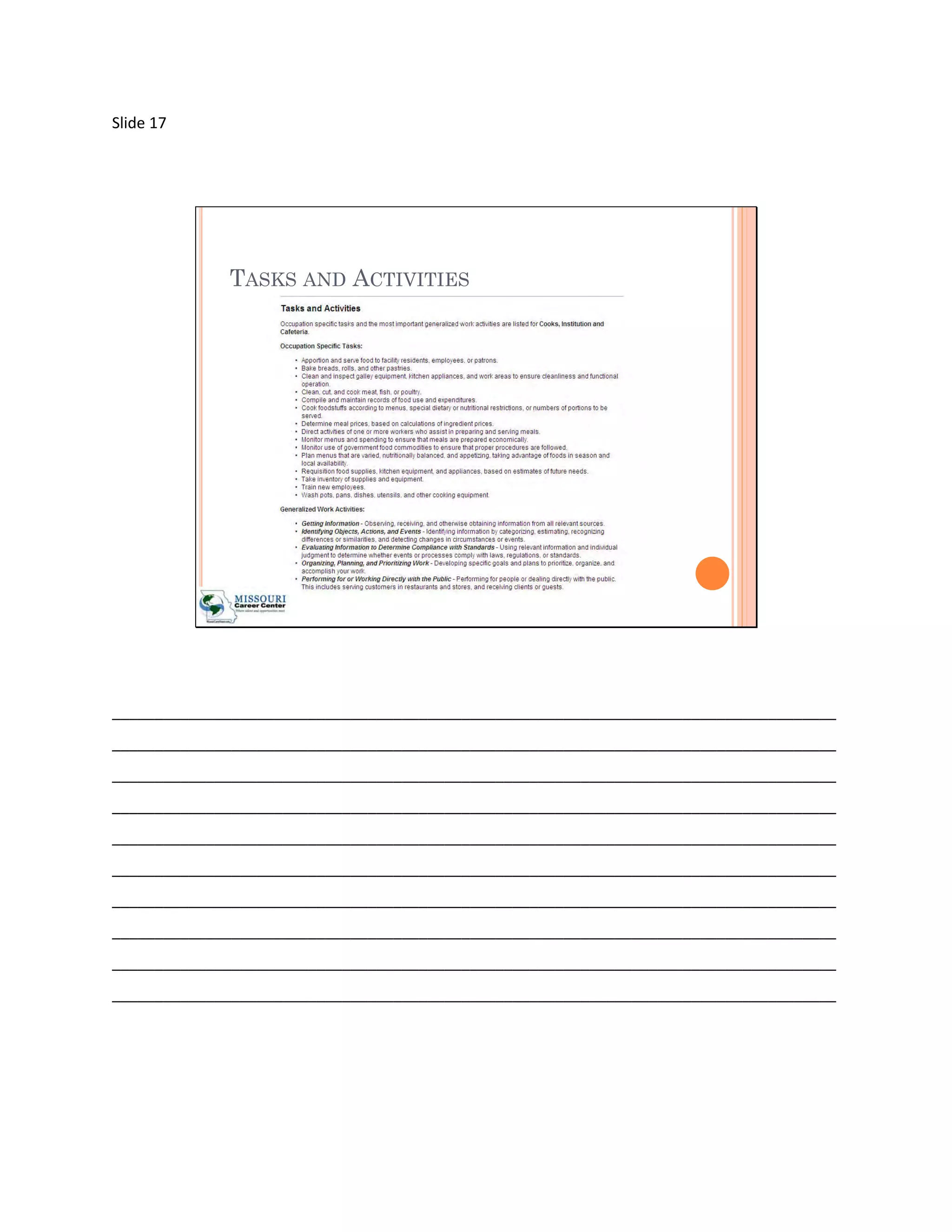 Slide 17




             TASKS AND ACTIVITIES




_____________________________________________________________________________________
_____________________________________________________________________________________
_____________________________________________________________________________________
_____________________________________________________________________________________
_____________________________________________________________________________________
_____________________________________________________________________________________
_____________________________________________________________________________________
_____________________________________________________________________________________
_____________________________________________________________________________________
_____________________________________________________________________________________
 