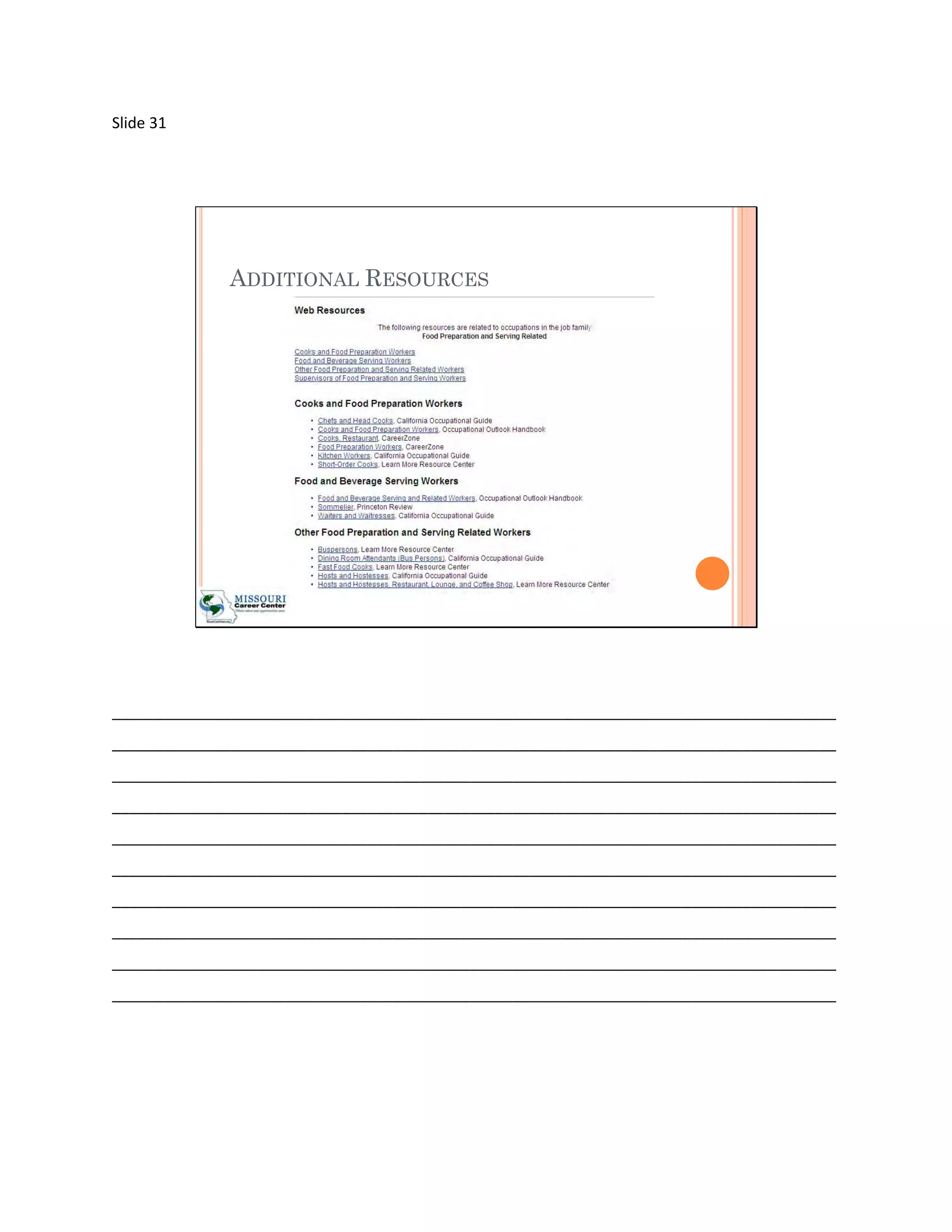 Slide 31




             ADDITIONAL RESOURCES




_____________________________________________________________________________________
_____________________________________________________________________________________
_____________________________________________________________________________________
_____________________________________________________________________________________
_____________________________________________________________________________________
_____________________________________________________________________________________
_____________________________________________________________________________________
_____________________________________________________________________________________
_____________________________________________________________________________________
_____________________________________________________________________________________
 