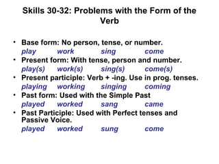 Problem Using Verb Tenses Skills 1 60 | PPT