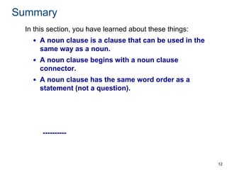 Noun Clause Example Notes Skills 9 10 noun clauses | PPTX