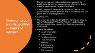 Comprehensive Overview of ICT Skills and Computer Systems for Class IX ...