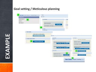 EXAMPLE Goal setting / Meticulous planning
 