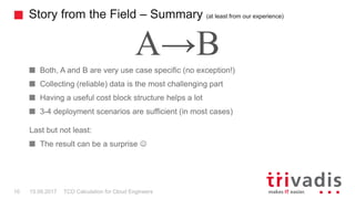 Story from the Field – Summary (at least from our experience)
TCO Calculation for Cloud Engineers10 15.09.2017
Both, A and...
