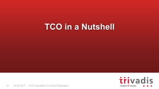 TCO Calculation for Cloud Engineers12 15.09.2017
TCO in a Nutshell
 