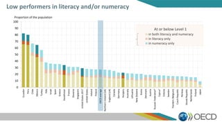 Low performers in literacy and/or numeracy
0
10
20
30
40
50
60
70
80
90
100 Ecuador
Peru
Chile
Mexico
Turkey
Italy
Israel
...