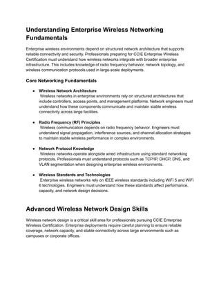 Skills Required for CCIE Enterprise Wireless Certification | PDF