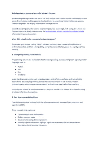 Essential Skills for Success in Software Engineering Careers | PDF