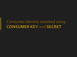 Consumer identity asserted using  CONSUMER KEY  and  SECRET 