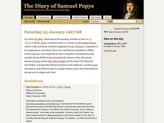 The Diary of Samuel Pepys, by Phil Gyford, at Skillswap Brighton