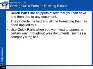 Quick Part Examples Word Chapter 3 | PPT