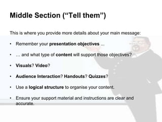 A Sample Presentation structure … on
Volcanoes
• A startling fact or story about Volcanoes
• Introduction – Presentation C...
