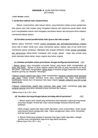 Skema Pemarkahan Percubaan Geografi Semester 1 Stpm 2019 Kedah