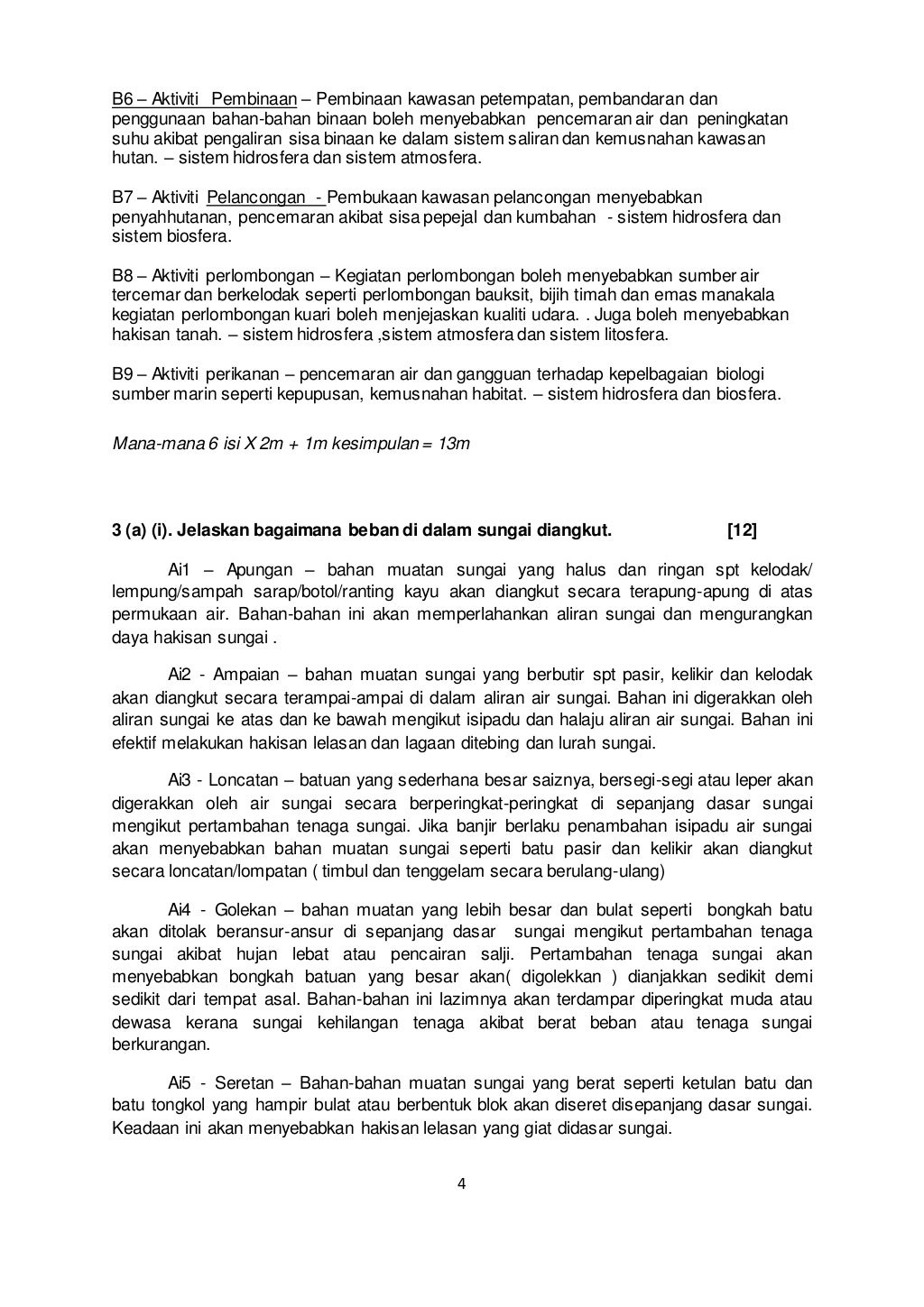 Skema Pemarkahan Percubaan Geografi Semester 1 STPM 2019  Kedah