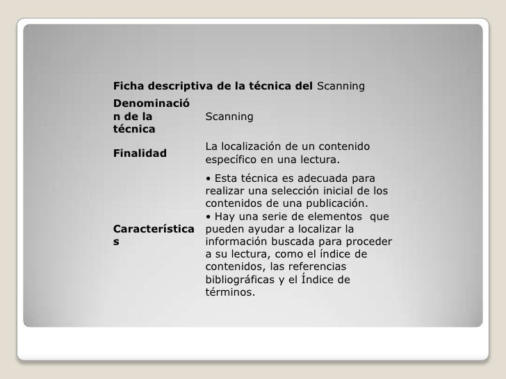 Skimming and scanning