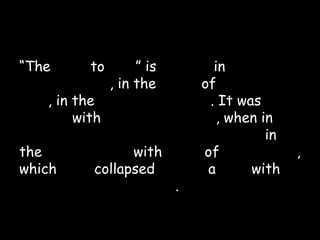 “The Gate to Hell” is located in
Turkeminstan, in the heart of Middle
Asia, in the Kara-Kum desert. It was
formed with little human help, when in
1971 Soviet experts ordered drilling in
the cavern filled with loads of natural gas,
which roof collapsed leaving a hole with
60-70 meters diameter.
 