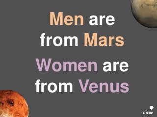 Men are
from Mars
Women are
from Venus
 