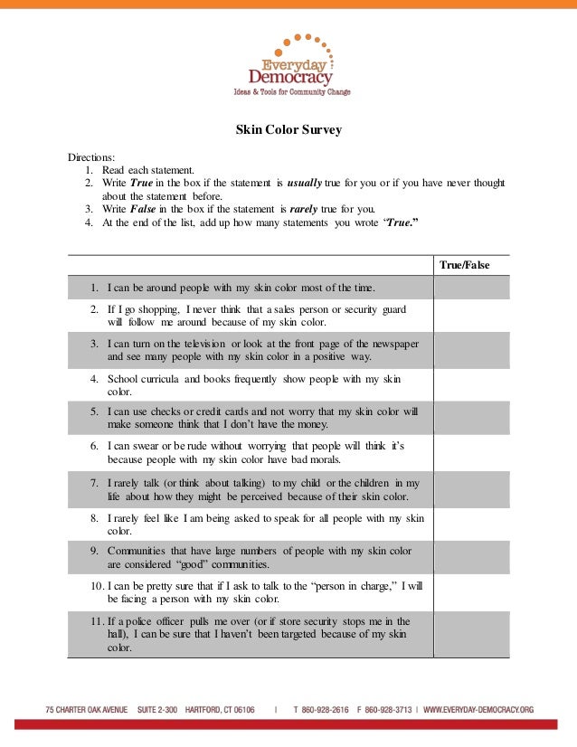 Activity to Explore the Impact of Skin Color  Slide 3