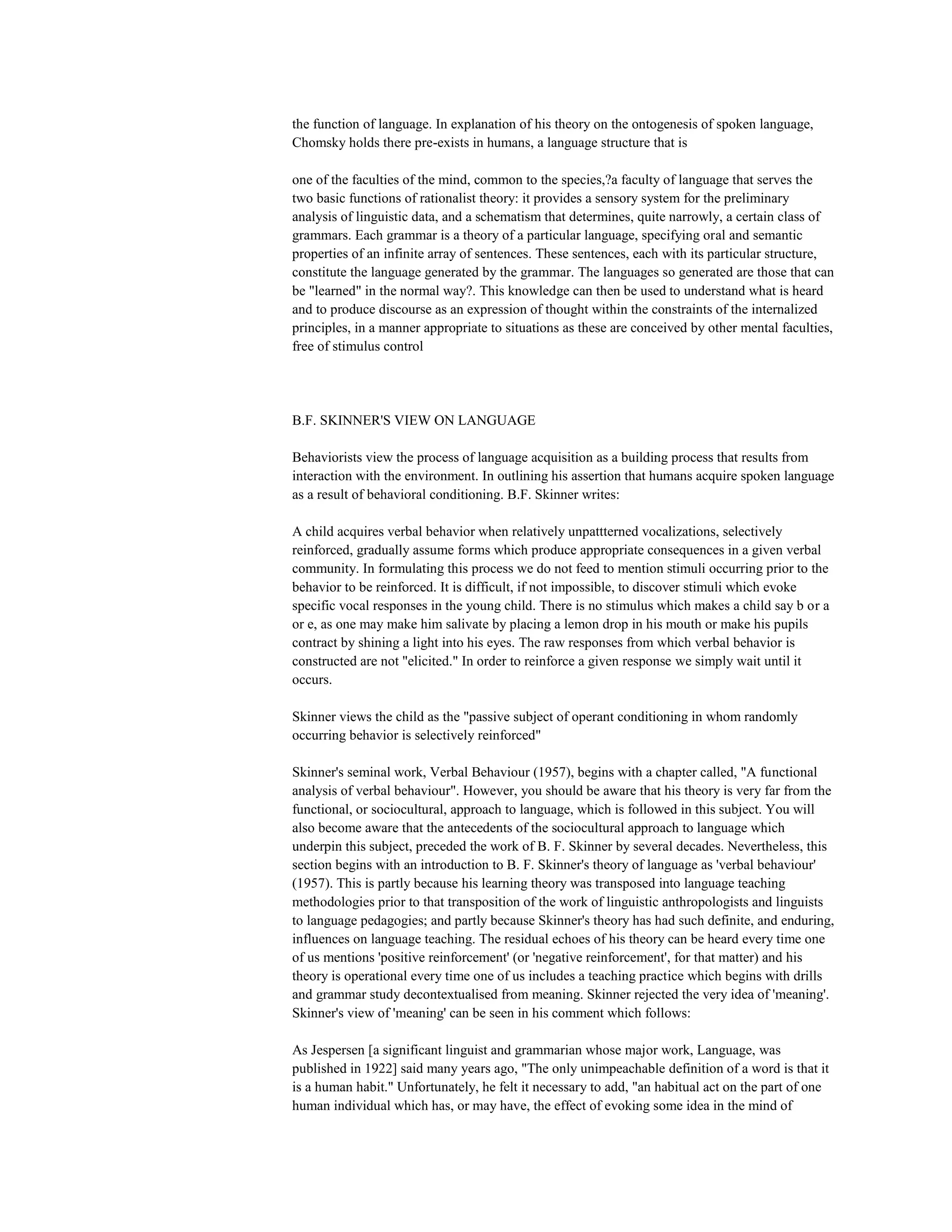 theory of languange | DOCX | Parenting | Family and Relationships