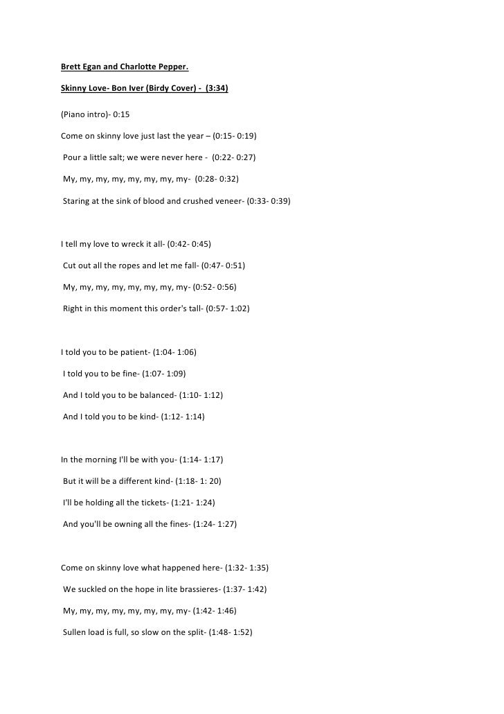 Skinny Love Lyrics Break Down Skinny Love Lyrics Break Down