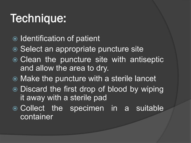 Skin puncture method | PDF | First Aid | Injuries