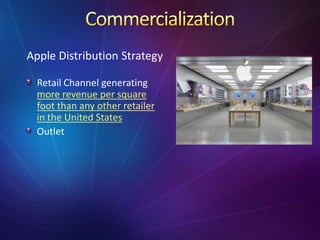 Retail Channel generating
more revenue per square
foot than any other retailer
in the United States
Outlet
Apple Distribution Strategy
 