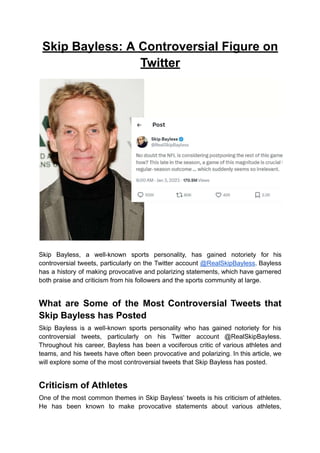 Skip Bayless-A Controversial Figure on Twitter