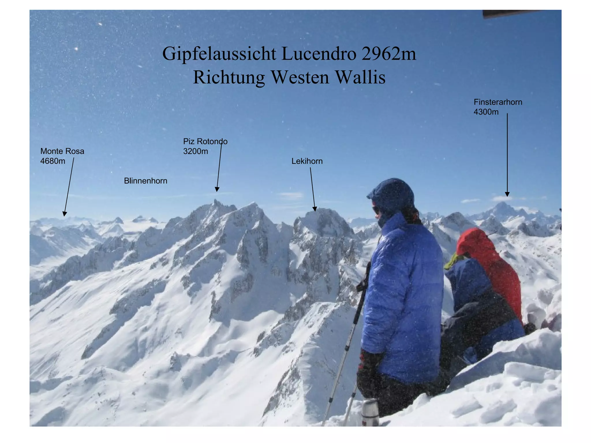 Monte Rosa 4680m Piz Rotondo 3200m Lekihorn Finsterarhorn 4300m Gipfelaussicht Lucendro 2962m Richtung Westen Wallis Blinnenhorn 